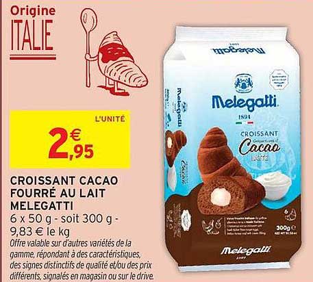 CROISSANT CACAO FOURRÉ AU LAIT MELEGATTI
