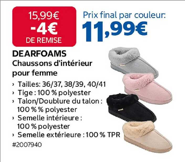 DEARFOAMS Chaussons d'intérieur pour femme