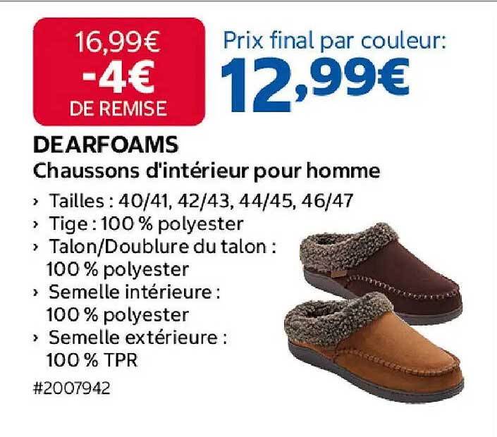 DEARFOAMS Chaussons d'intérieur pour homme