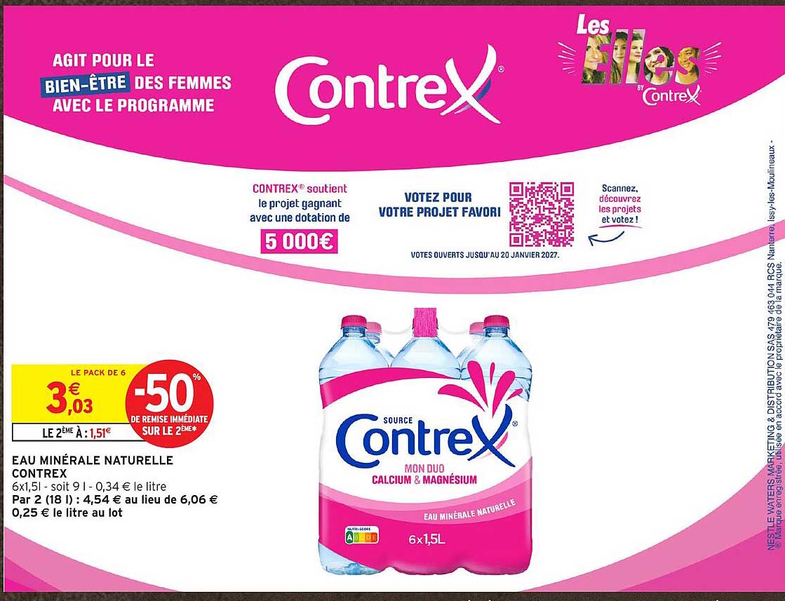 EAU MINÉRALE NATURELLE CONTREX 6x1,5L
