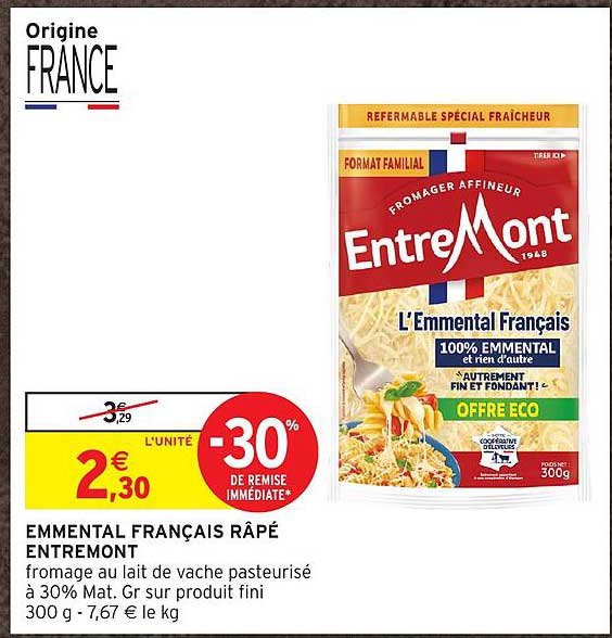 EMMENTAL FRANÇAIS RÂPÉ ENTRE MONT