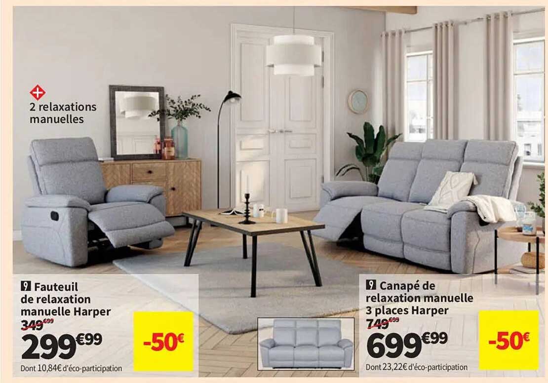 Fauteuil de relaxation manuelle Harper