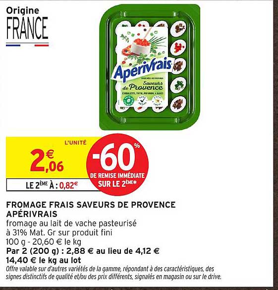 FROMAGE FRAIS SAVEURS DE PROVENCE APÉRIVRAIS