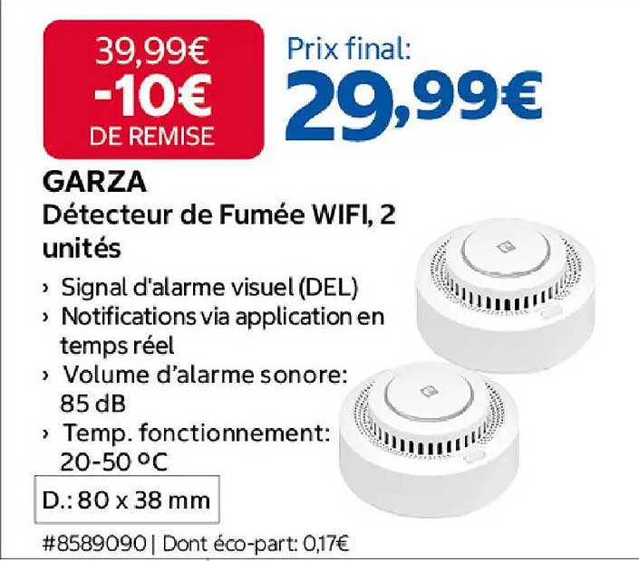 GARZA Détecteur de Fumée WIFI, 2 unités