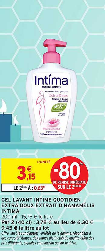 GEL LAVANT INTIME QUOTIDIEN EXTRA DOUX EXTRAIT D'HAMAMÉLIS INTIMA