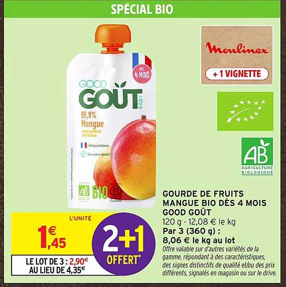 GOURDE DE FRUITS MANGUE BIO DÈS 4 MOIS GOOD GOÛT