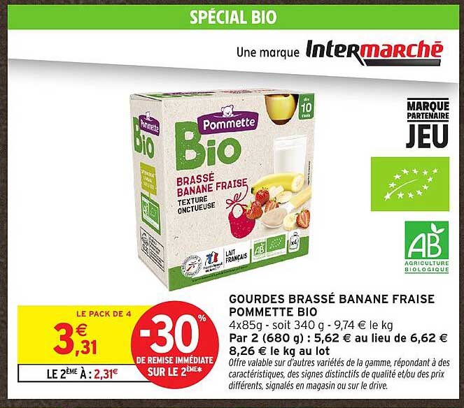GOURDES BRASSÉ BANANE FRAISE POMMETTE BIO