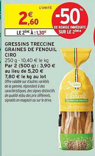 GRESSINS TRECCINE GRAINES DE FENOUIL CIRO