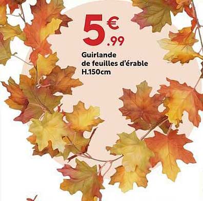 Guirlande de feuilles d’érable H.150cm