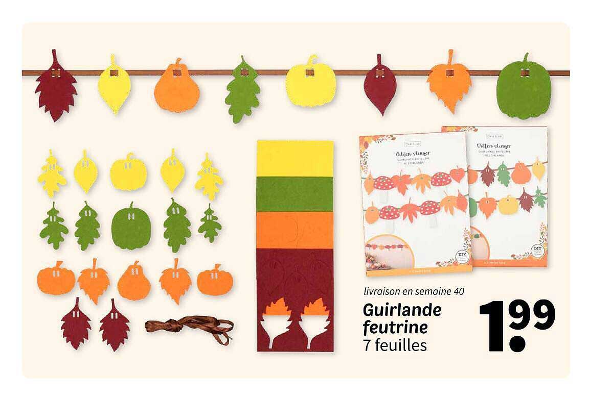 Guirlande feutrine 7 feuilles
