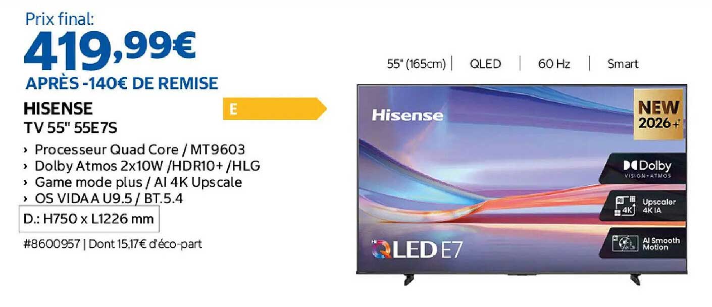 HISENSE TV 55" 55E7S