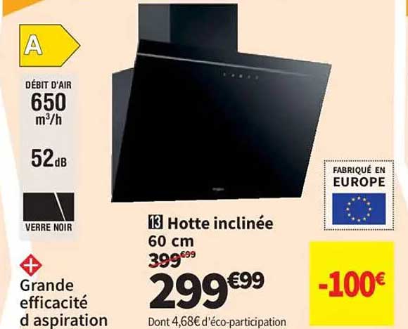 Hotte inclinée 60 cm