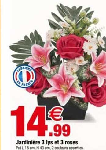 Jardinière 3 lys et 3 roses