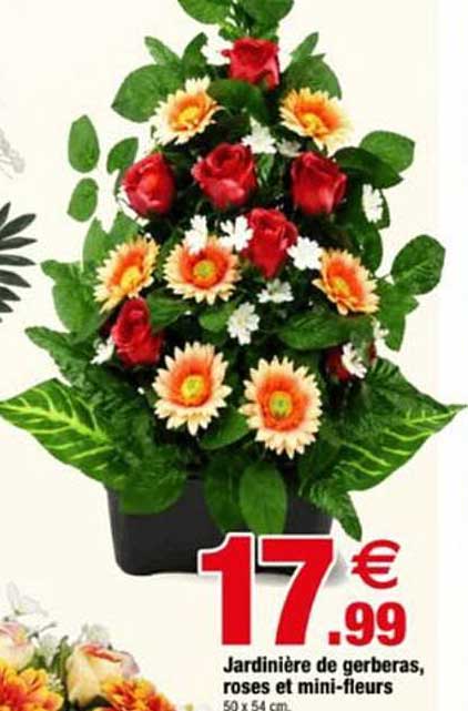 Jardinière de gerberas, roses et mini-fleurs