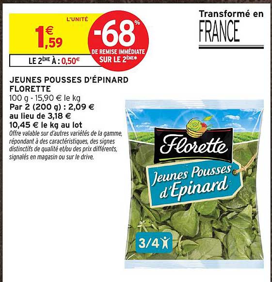 JEUNES POUSSES D'ÉPINARD FLORETTE