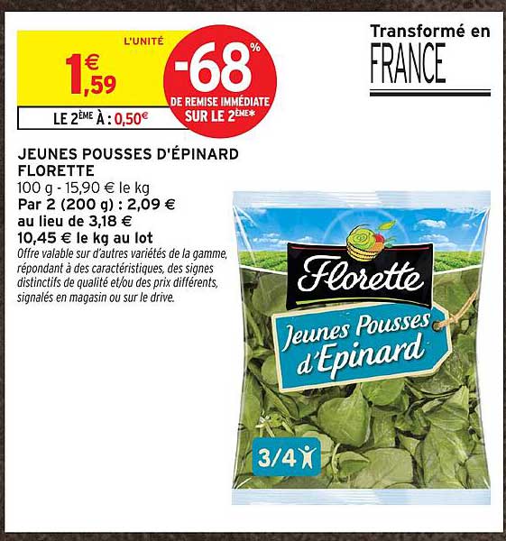 JEUNES POUSSES D'ÉPINARD FLORETTE