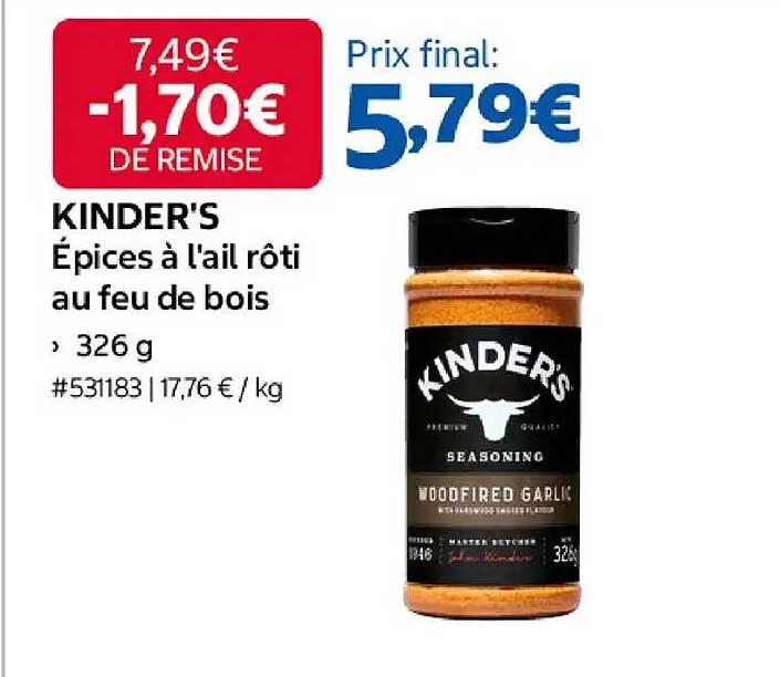 KINDER'S Épices à l'ail rôti au feu de bois