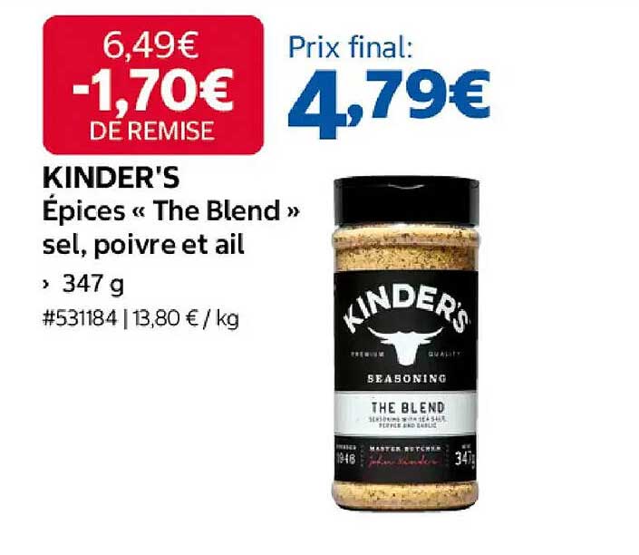 KINDER'S Épices « The Blend » sel, poivre et ail, 347 g