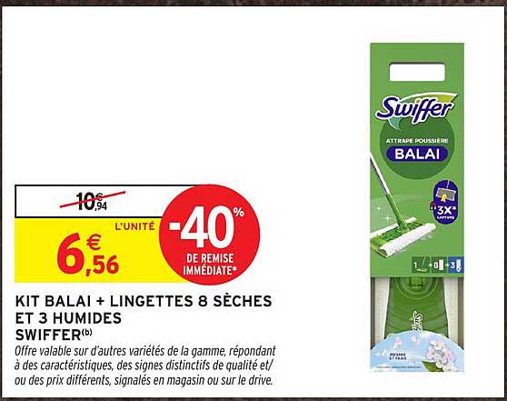 KIT BALAI + LINGETTES 8 SÈCHES ET 3 HUMIDES SWIFFER(b)
