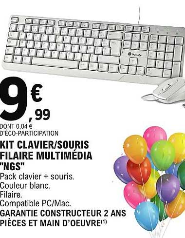 KIT CLAVIER/SOURIS FILAIRE MULTIMÉDIA "NGS"