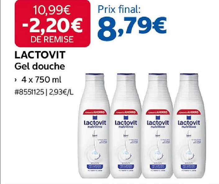 LACTOVIT Gel douche, 4 x 750 ml