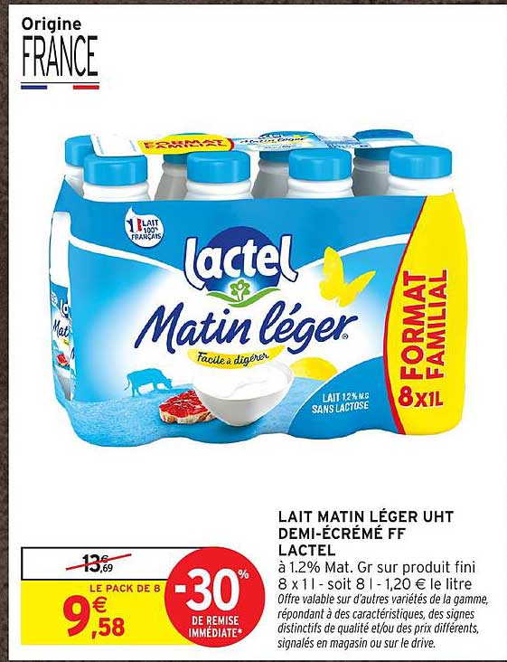 LAIT MATIN LÉGER UHT DEMI-ÉCRÉMÉ FF LACTEL