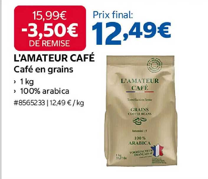 L'AMATEUR CAFÉ Café en grains 1 kg 100% arabica