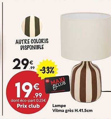 Lampe Vilma gris H.41.5cm