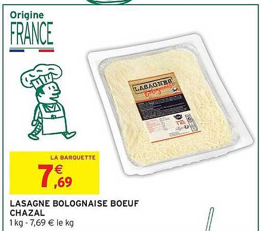 LASAGNE BOLOGNAISE BOEUF CHAZAL