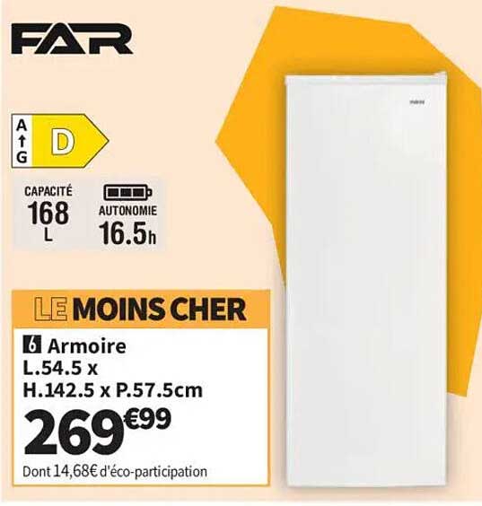 LE MOINS CHER Armoire L.54.5 x H.142.5 x P.57.5cm