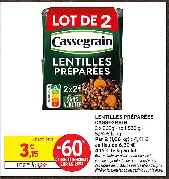 LENTILLES PRÉPARÉES CASSEGRAIN