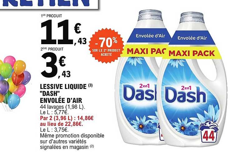 LESSIVE LIQUIDE "DASH" ENVOLÉE D'AIR