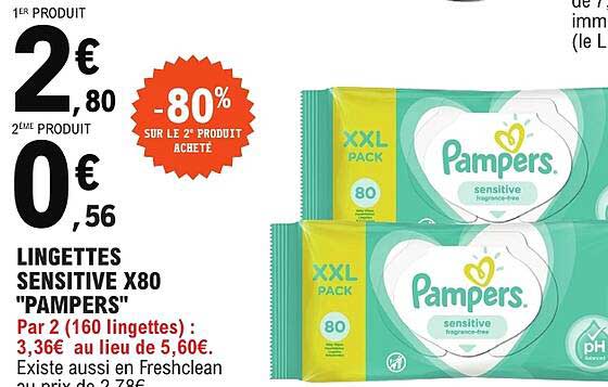 LINGETTES SENSITIVE X80 "PAMPERS"