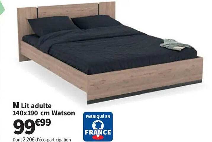Lit adulte 140x190 cm Watson