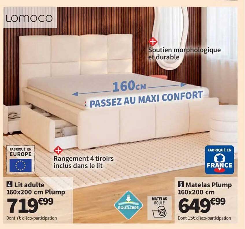 Lit adulte 160x200 cm Plump