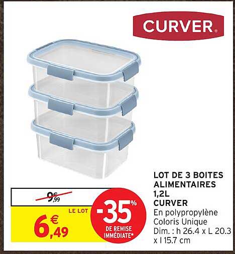 LOT DE 3 BOITES ALIMENTAIRES 1,2L CURVER