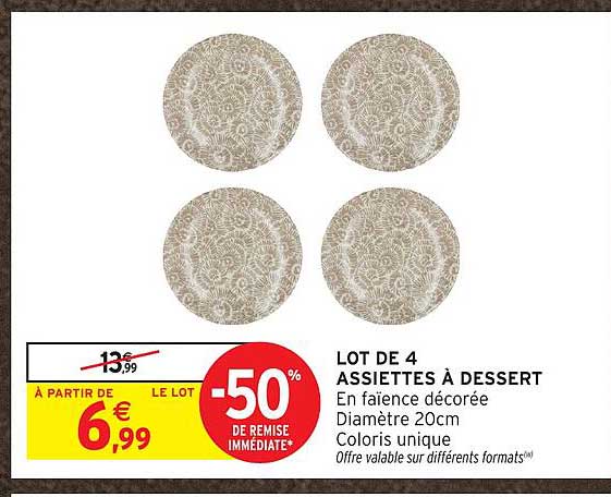 LOT DE 4 ASSIETTES À DESSERT