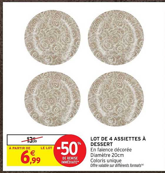 LOT DE 4 ASSIETTES À DESSERT