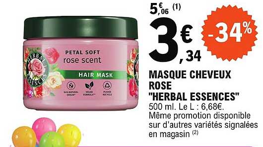 MASQUE CHEVEUX ROSE "HERBAL ESSENCES"