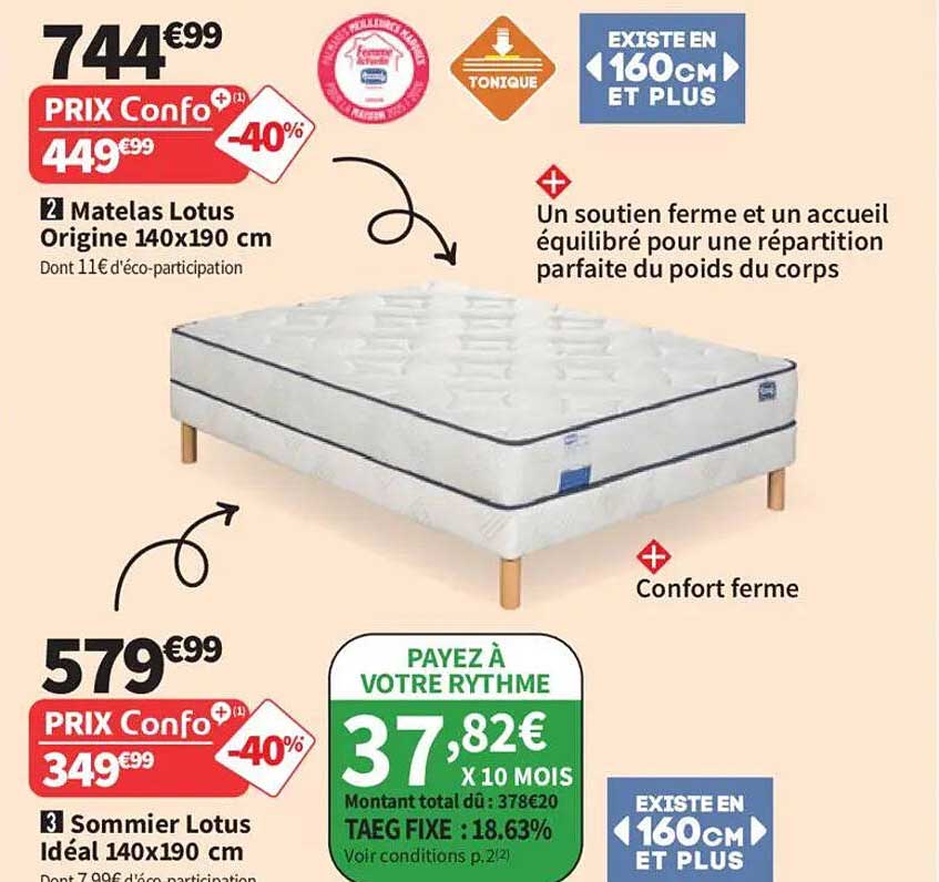 Matelas Lotus Origine 140x190 cm