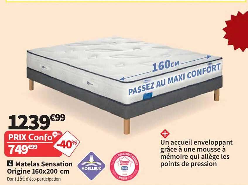 Matelas Sensation Origine 160x200 cm