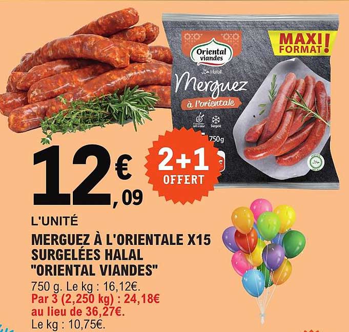 MERGUEZ À L’ORIENTALE X15 SURGELÉES HALAL "ORIENTAL VIANDES"