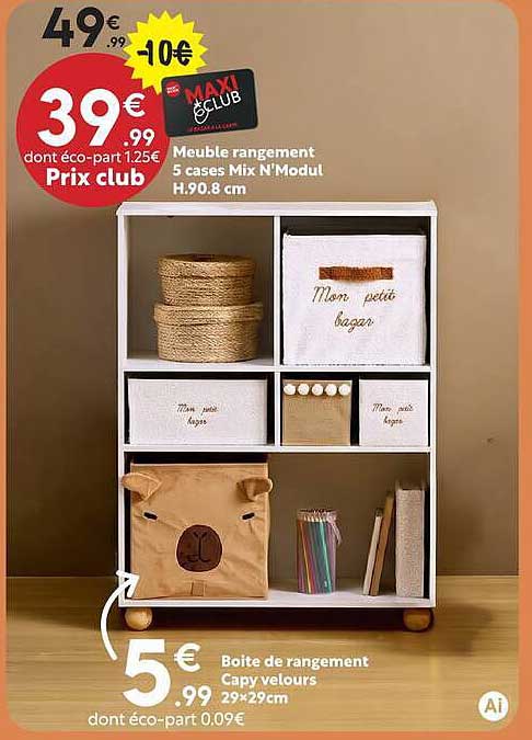 Meuble rangement 5 cases Mix N'Modul H.90.8 cm
