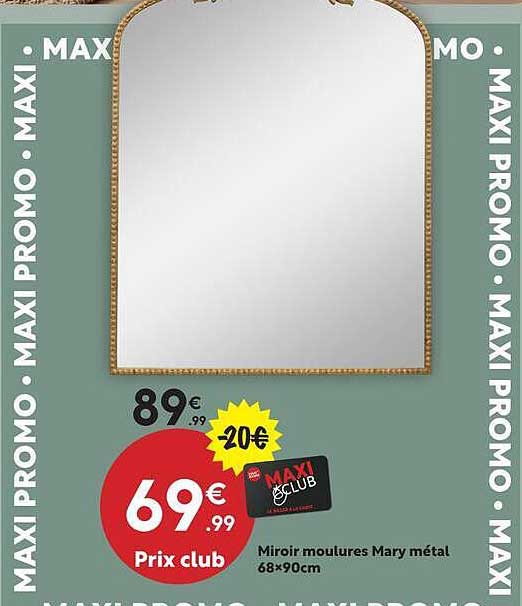 Miroir moulures Mary métal 68×90cm