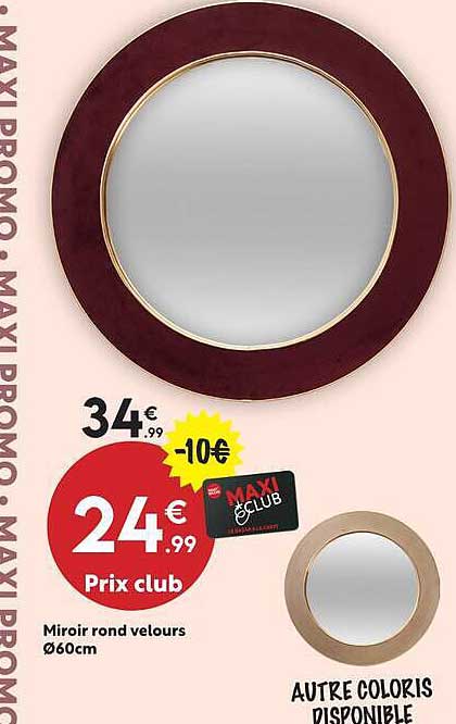 Miroir rond velours Ø60cm