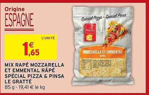 MIX RAPÉ MOZZARELLA ET EMMENTAL RAPÉ SPÉCIAL PIZZA & PINSA LE GRATTE