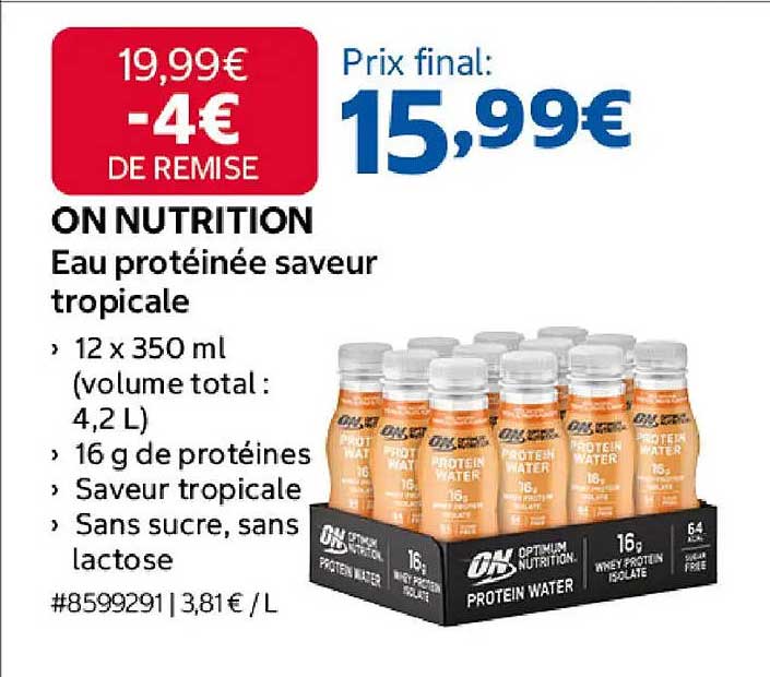 ON NUTRITION Eau protéinée saveur tropicale