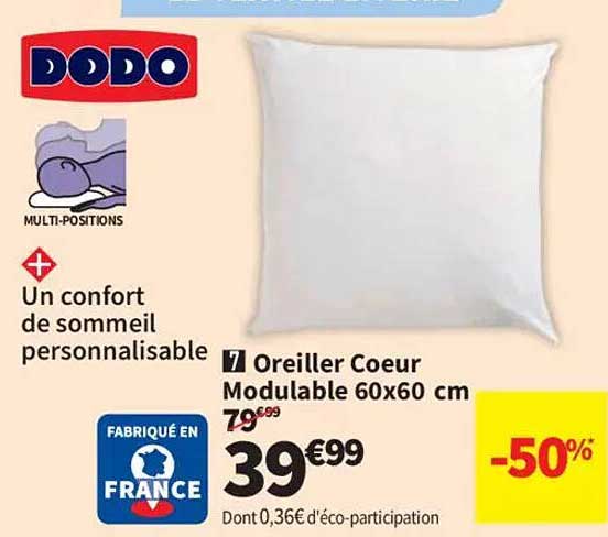 Oreiller Coeur Modulable 60x60 cm