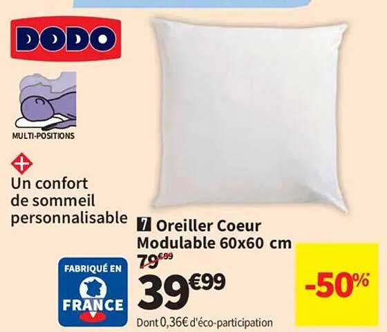 Oreiller Coeur Modulable 60x60 cm
