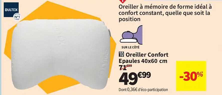 Oreiller Confort Epaules 40x60 cm